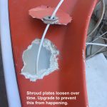 A custom Gresham Marine Shroud backing plate can eliminate this type of damage