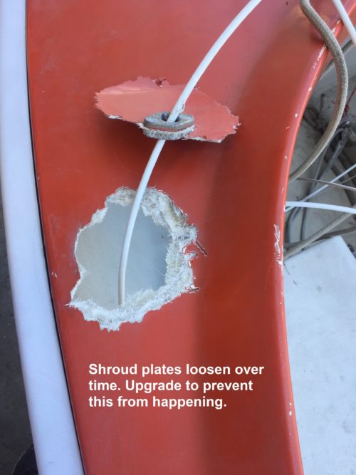 A custom Gresham Marine Shroud backing plate can eliminate this type of damage