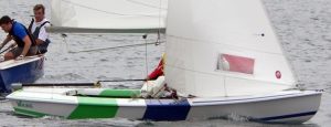 A Snipe using a Gresham Marine Rudder Head.