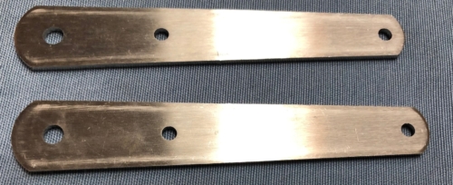 5" Stainless straps or tang for boom or for other purposes where strength is needed. Used to connect a boom to the gooseneck. 1/4" hole at one end and two 3/16" holes on the other. 