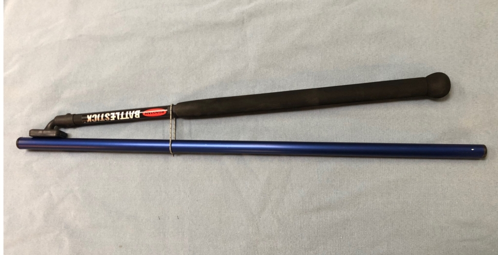 Blue aluminum tiller with extension for Naples Sabot, US Sabot, El Toro Sabot, or Winward Sabot. 3/4" diameter and 27" long. Comes with end plugs.